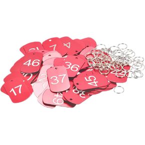 MECCANIXITY Numbered Tag, Aluminum Key Tags Metal ID Tags, 1-50 Number with Ring Black Rectangle for Decoration, Pack of 50