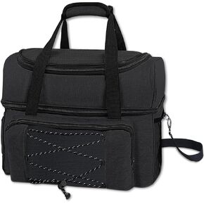 Large Bowling Ball Bag, 2 Ball Bowling Bags, Double Layers Bowling Totes with Padded Ball Holder Bowling Ball Case Fits Bowling Shoes Up to Mens Size 16 Bowling Gear Organizer (Black)