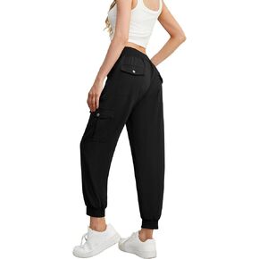 بنطلون نسائي من GRECERELLE خفيف الوزن بخصر مطاطي مع جيوب بأزرار للصيف والمشي لمسافات طويلة والركض والسفر in Kuwait