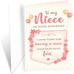 Prime Greetings Birthday Card For Niece, Made in America, Eco-Friendly, Thick Card Stock with Premium Envelope 5in x 7.75in, Packaged in Protective Mailer in Kuwait