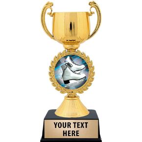 Crown Awards Personalized Ice Skating Trophy, 7.25" Gold Cup Ice Skates Trophies with Free Custom Engraving Prime