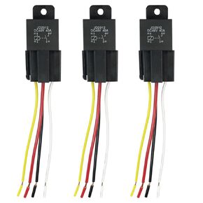48V 40A 4Pin SPST Harness Sockets with Color-Labeled Wires for Automotive Truck Van Motorcycle Boat Car Relay Harness,Replaces Type: JD-2912 (3pcs) Waterproof Relay Socket