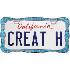 3D Shining License Plate Frame, Chrome with MIX Shining Colorful Chunky Gliter, Pure Zinc Alloy Metal