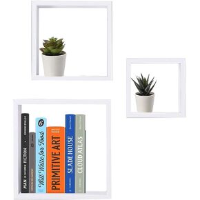 Home Basics Durable 3-Piece MDF Floating Wall Cubes (1, Black) | Shadow Box Frames are Perfect for Any Room | Frame Your Favorite Items on Display