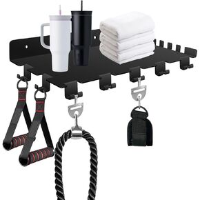 RIMLUFE 16.5 inch Floating Shelf Compatible with Tonal Accessories Organizer Gym Storage Rack Wall Shelves with Hooks, Equipment Storage Wall Decor for Home Gym T Lock Adapter Organizing