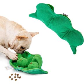 Dog Puzzle Toy, Cute Pea Pod Slow Feeder for Impulsive Bored Dog, Snack Dispensing ng, Sniffing IQ and Stress Relief Training Plush Educational Hide and Seek, Screaming Puppy Toy