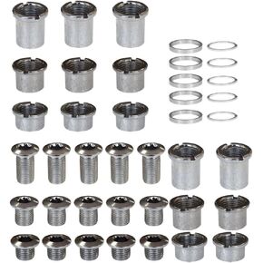 5 pcs for Each Single/Double/Triple Chainring Bolts Screws Disc Crankset Nuts Chainwheel + 10 pcs Washers Fit for Road Bike Mountain Bike MTB (25 pcs)