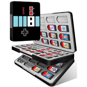Lotadilo for Nintendo Switch Game Case with 64 Game Holder Slots and 64 SD Micro Card Slots for Nintendo Switch/Lite/OLED, Retro Portable Games Cartridge Card Cases for Boys Kids Girls Storage Box Bl