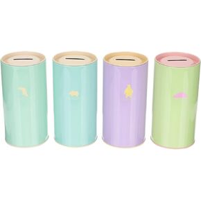Metal Container Metal Money Coin Piggy Bank 4pcs Money Saving Box Pen Pencil Holder Bill Piggy Bank Tinplate Candy Jar Candies Container for Kids Children Kids Stationary