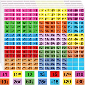 4200 PCS Removable Garage Sale Price Stickers, Pre-Priced Yards Sale Price Tags Stickers, Bright Color Pricing Labels Stickers with Blank Labels for Yard Sale Flea Markets,Garage Sales