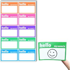 200 Pieces - Hello My Name is Stickers, Name Tag Labels - 5 Colors