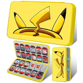 Xinocy for Nintendo Switch Game Case with 24 Game Holder Slots and 24 SD Micro Card Slots for Nintendo Switch/Lite/OLED,Anime Cute Cartoon Games Cartridge Cases for Boys Kids Girls Kawaii Storage Box Yellow