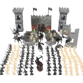 254pcs/set Medieval Castle Knights Action Figure Toy Army Playset with Toy Soldier, Cavalry and Arrow Tower, Great Gift for Girls and Boys(Size:254PCS)