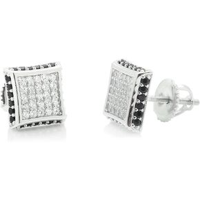 حلق من الفضة الإسترليني للرجال بحلقة زركونيا مكعبة ذات حدود سوداء in Kuwait