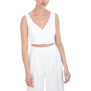 Women's Sleeveless V Neck Crossover Cropped Top