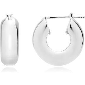 18K Gold Plated 925 Sterling Silver Chunky Hoops｜Gold Hollow Thick Hoop Earrings for Women