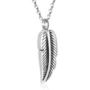 Feather Urn Necklace Hold Cremation Ashes Keepsake Memorial Jewelry Stainless Steel Personalized Funeral Jewelry for Women Men