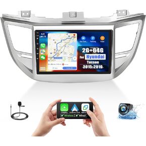 2G+64G Android 13 Car Stereo for Hyundai Tucson 2015-2019 with Wireless Apple Carplay Android Auto,9'' Touchscreen Car Radio with WiFi,GPS Navigation,Bluetooth FM/RDS SWC Daul USB+AHD Backup Camera