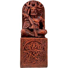 Cernunnos Statue Wiccan Pagan Horned God Decor Wood Finish 8"