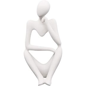 Asng Resin Thinker Style Abstract Sculpture Statue Collectible Figurines Home Office Bookshelf Desktop Decor (Black,Left, Large)