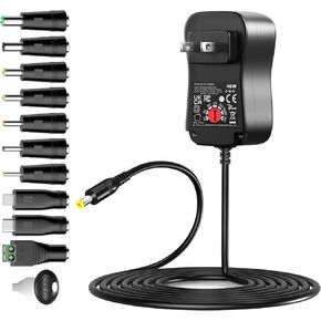 24V DC Power Supply 5V 6V 9V 12V 15V 19V 20V 24Volt Universal Power Charger 48W Adjustable Voltage Switching AC/DC Adapter for Household Electronics Ac/Dc Adapter 100-240v, 50/60hz 12v 5a