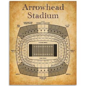 Arrowhead Football Stadium Seating Chart - 11x14 Unframed Art Print - Great Sports Bar Decor and Gift Under $15 for Football Fans