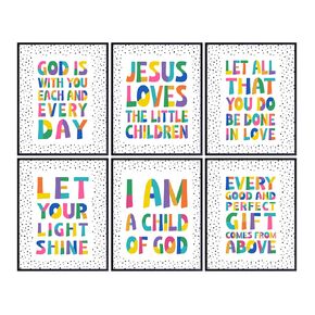 Children Religion Christianity Wall Art - Baby shower Gift for Girls Boys Bedroom Nursery Decor Set - Faith God Scripture Bible Quotes decoration Inspiration Saying - Jesus Religious Wall Decor Poster