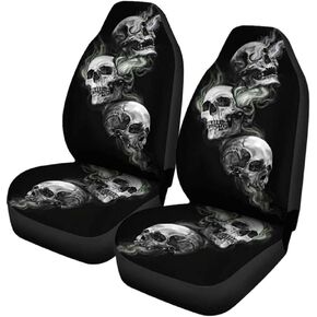 KIMISS Car Seat Covers Polyester Fabric Skeleton Car Seat Protector Cover for Car Truck SUV Van (Black1)