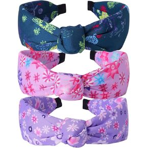 Bow Headbands for Kids Girls 3Pcs Cute Rabbit Ears Hair Bows Head Bands Floral knot Hairbands for Little Toddler Girl Women Party Hair Accessories