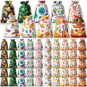 Shinylin 50 جهاز كمبيوتر شخصى من أكياس الحلوى المكسيكية لتزيين هدايا الحفلات المكسيكية، أكياس هدايا فييستا جودي قابلة لإعادة الاستخدام، أكياس حلوى قطنية صغيرة مقاس 4 × 6 بوصة، حقائب هدايا برباط من سينكو دي مايو لحفلات العيد المكسيكي in Kuwait