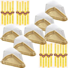 BESTonZON Cupcakes 50 Sets Cake Slice Containers Clear Cheesecake Boxes Pie Take out Holder Disposable Sandwich Box Triangle Sandwich Bakery Dessert Box for Cake Pastry Candy Supplies Cake Carrier