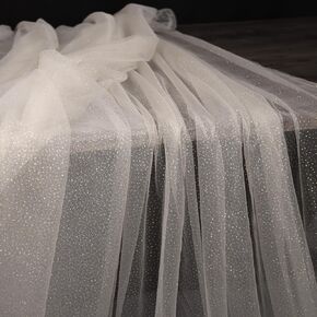 HAVII 60" x 4 Yards Champagne Glitter Tulle Fabric Sequin Tulle Roll Bolt for Sheer Bridal Veil Wedding Arch Backdrop Decor Tutu Skirts DIY Sewing Craft