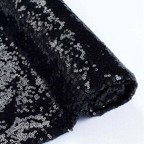 Partisout Sequin Fabric by The Yard Sequin Material Fabric Glitter Fabric Sparkly Fabric 3mm Fabric Polyester Fabric Outdoor Sequin Fabric for DIY Party Wedding (1 Yard, Black)