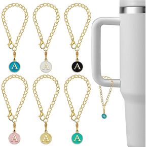 Oubaka A-Z Letter Accessories for Stanley Cup, Initial letter pendant Decorations Handle Chain Initial Identification Personalized Charms for Stanley Accesories