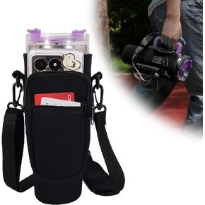 Tumbler Holder with Strap for Stanley Cup 40oz,Machine Washable Cup Carrier Bag & Case with Phone Pocket Fit Most 40oz Tumbler with Handle,Pink Blue Gradient