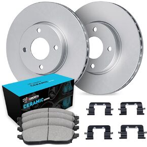 R1 Concepts Front Brakes and Rotors Kit |Front Brake Pads| Brake Rotors and Pads| Ceramic Brake Pads and Rotors |Hardware Kit|fits 1996-2014 Acura EL; Honda Civic, Insight