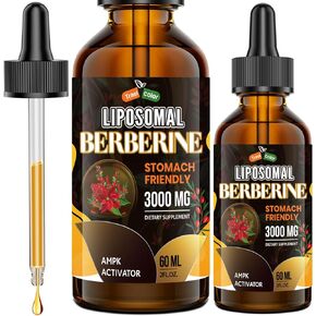 3000mg Berberine Supplement Liquid Drops - High Bioavailability Liposomal Berberine Supplements, Berberine HCL Complex with Ceylon Cinnamon Plus Turmeric, AMPK Activator, Suitable for Women,Men-60ml