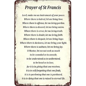 Vintage Metal Signs - Prayer Of St Francis Tin Sign Religious Poster Wall Art Decor Plaque for Home Club Cafe Living Room 8x12 inch