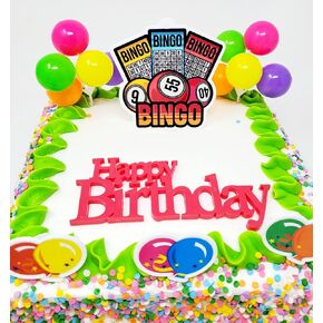 Bingo Themed 7 Piece Birthday Cake Topper Set (Unique Design)