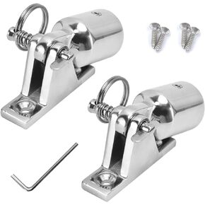 Bimini Top Hardware, 2 Pair Deck Hinge with Quick Release Pin and Eye End Cap, Boat Fittings Fits 7/8'' OD 316 Stainless Steel Heavy Dudy Parts for Canopy