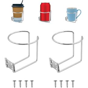 2pc Boat Cup Holders for Drinks, TACYKIBD Stainless Steel Ring Drink Holders and Universal Metal Cup Holder, Wall Mount Cup Holders for Boat Marine Yacht Truck Apartment RV Trailer