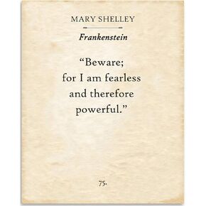 Mary Shelley - Beware For I Am Fearless - Frankenstein - 11x14 Unframed Typography Book Page Print - Great Motivational and Inspirational Horror Fiction Gift and Decor Under $15