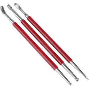 Leather Working Tools Leather Press Rub Embossing Spoon Carving Tool Leather Tools Leather Press Rub Tool 3PCS Dual Tipped Leather Modeling Spoon Carving Tools Leather Craft Kit for Sewing Leather