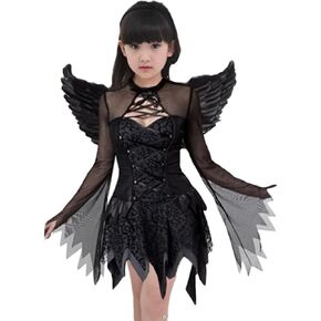 Halloween Cosplay Angel Dress Princess Dress with Wings and Halo for Girls 3pcs