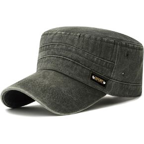 Glamorstar Unisex Cadet Army Caps Military Cap Vintage Flat Top Hats for Men Women