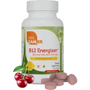 Zahler Energizer - Folate and B12 Supplement - Fast Dissolving Cherry Flavor Lozenges Dual Vitamin Methylated B12 & Folate Supplement with 1360 mcg Folic Acid + 1000 mcg Methyl Vitamin B12 (90 Count)