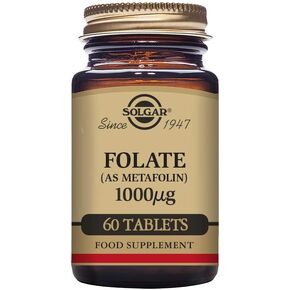 Solgar Folate 1000 mcg - 60 Tablets - 1000 mcg Bio-active Metafolin - Vegan, Gluten Free, Dairy Free, Kosher - 60 Servings