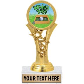 Crown Awards Washer Toss Trophies, 5 1/2" Starbeam Washer Toss Trophy, Engraving Included Prime