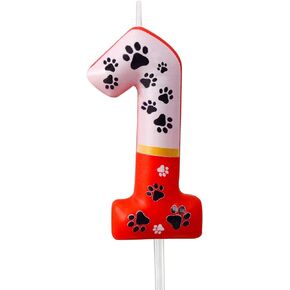Red Dog Paw 4th Birthday Candle Dog Paw Print Themed Birthday Cake Candles for Boys Girls Number 4 Candle Dog Paw Happy Birthday Party Decoration Favors Gifts