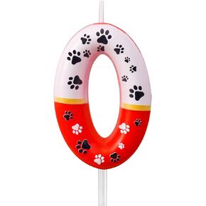 Red Dog Paw 4th Birthday Candle Dog Paw Print Themed Birthday Cake Candles for Boys Girls Number 4 Candle Dog Paw Happy Birthday Party Decoration Favors Gifts